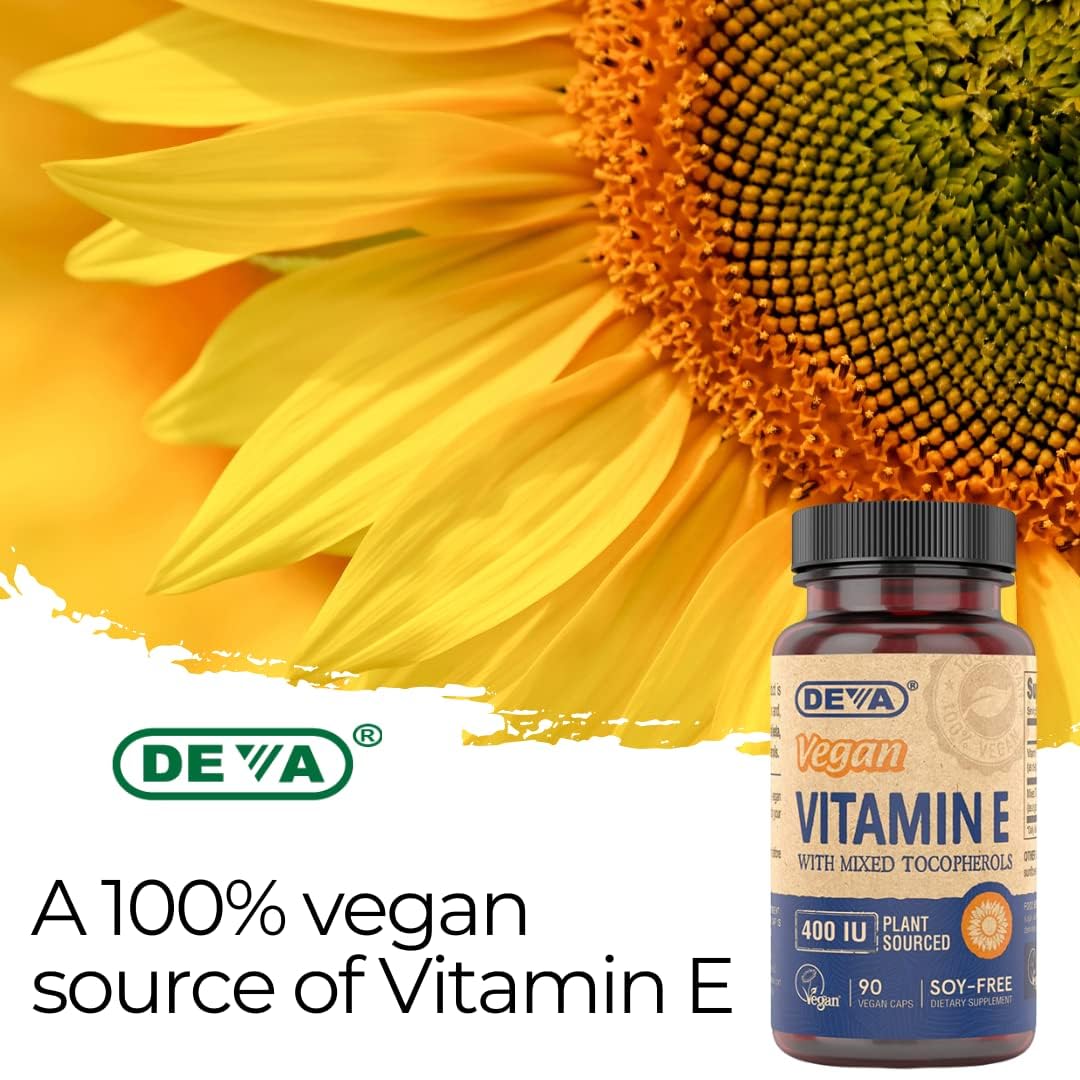 DEVA tocopherol mix (alpha, beta, gamma, delta) in easy-to-take capsules.