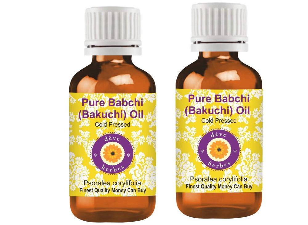 dève herbes Babchi oil bottle in amber glass promoting potency and gentle skin care