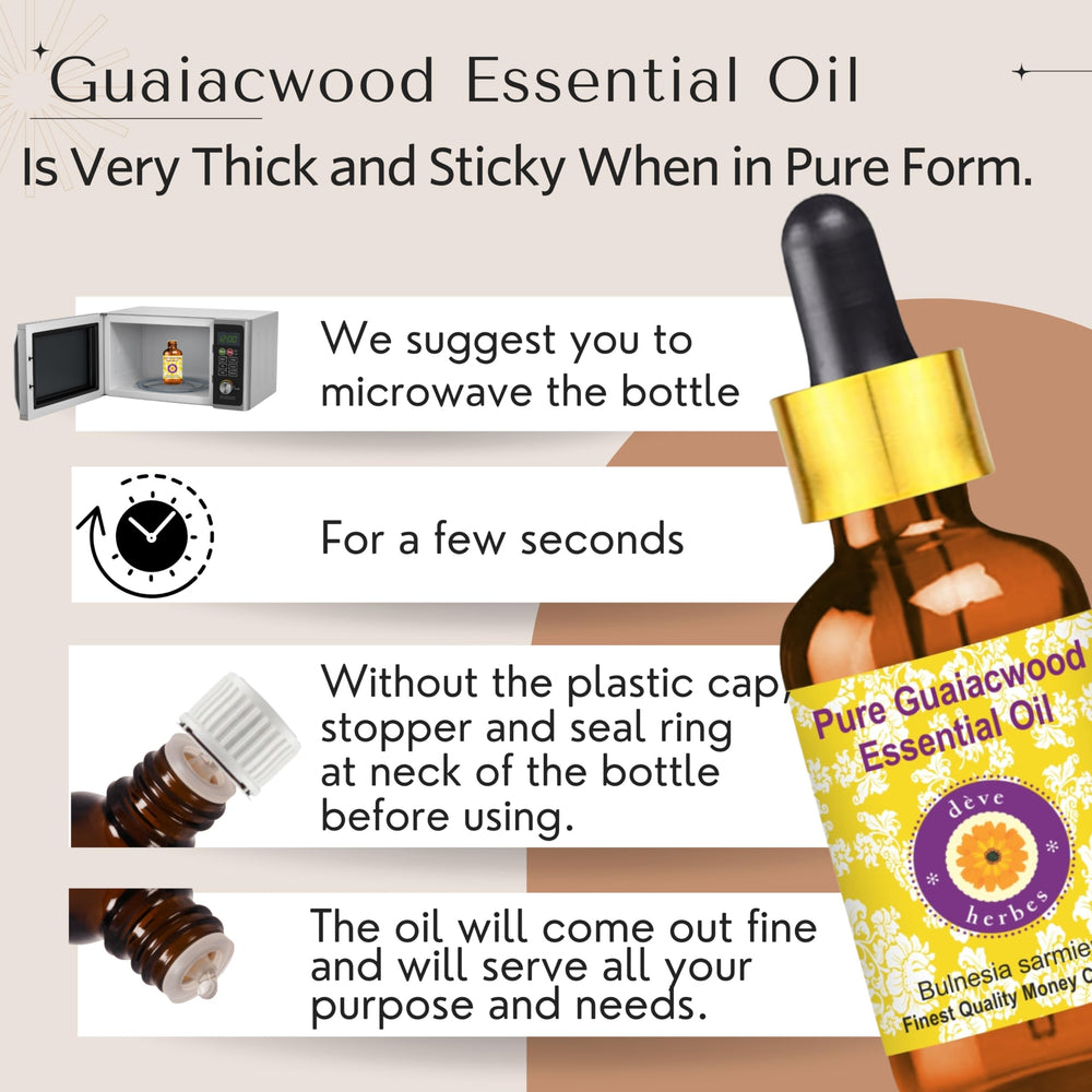 Amber glass bottle preserves Guaiacwood oil purity and aroma.