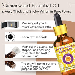 Amber glass bottle preserves Guaiacwood oil purity and aroma.