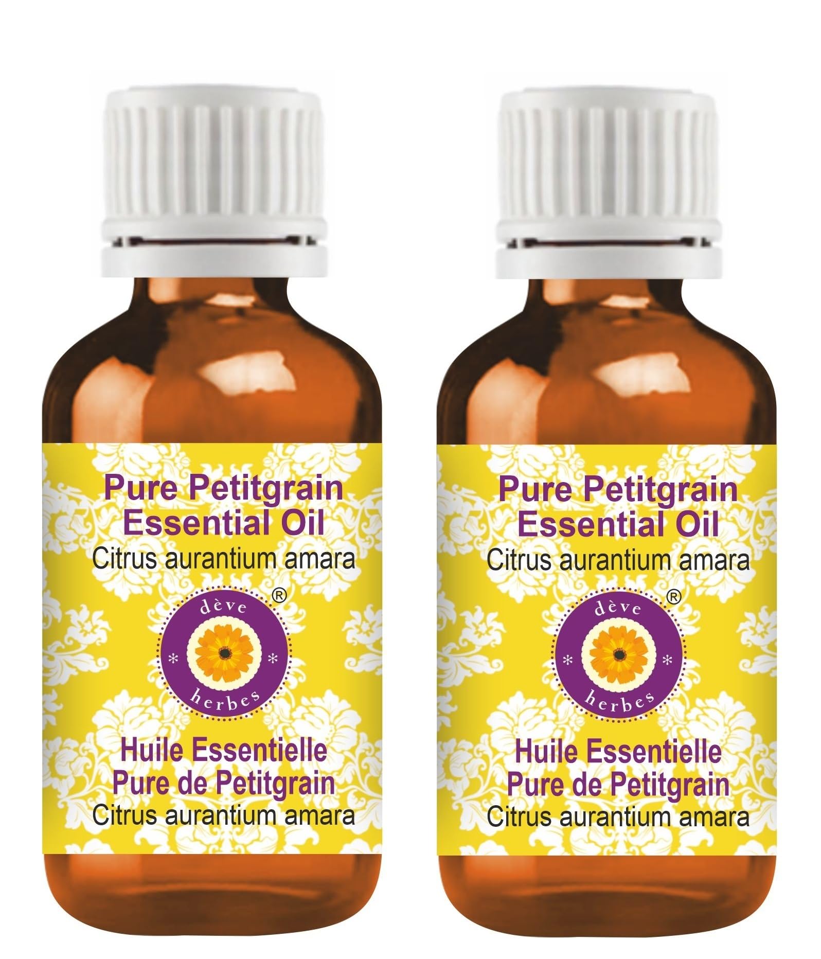 Deve Herbes Petitgrain oil bottle in amber glass preserves potency.