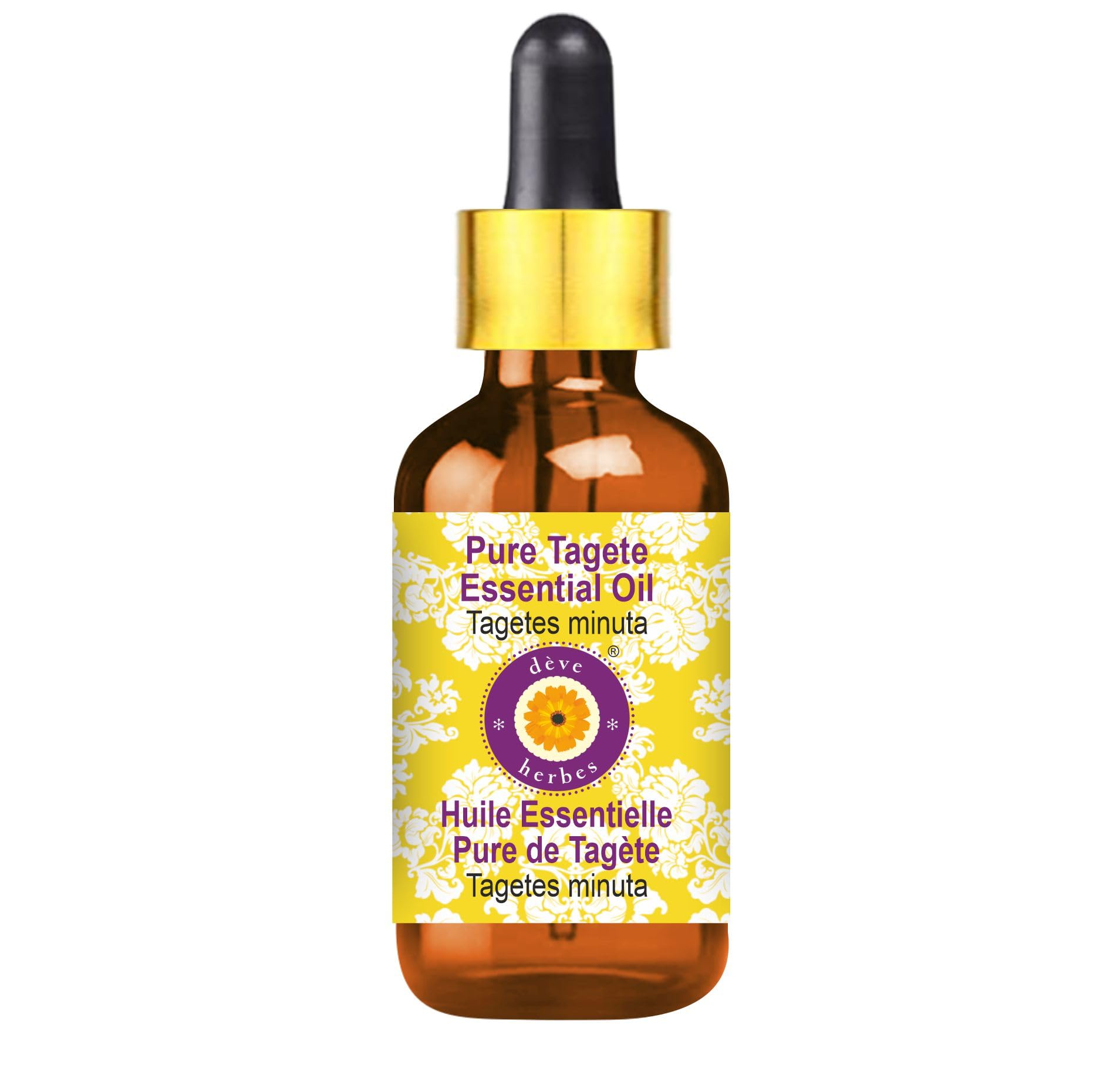 deve herbes tagete essential oil bottle with dropper for precise dosing