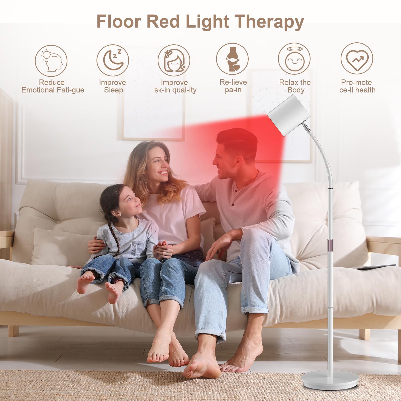 Devowellte floor red light lamp telescopic pole extended for adjustable height use