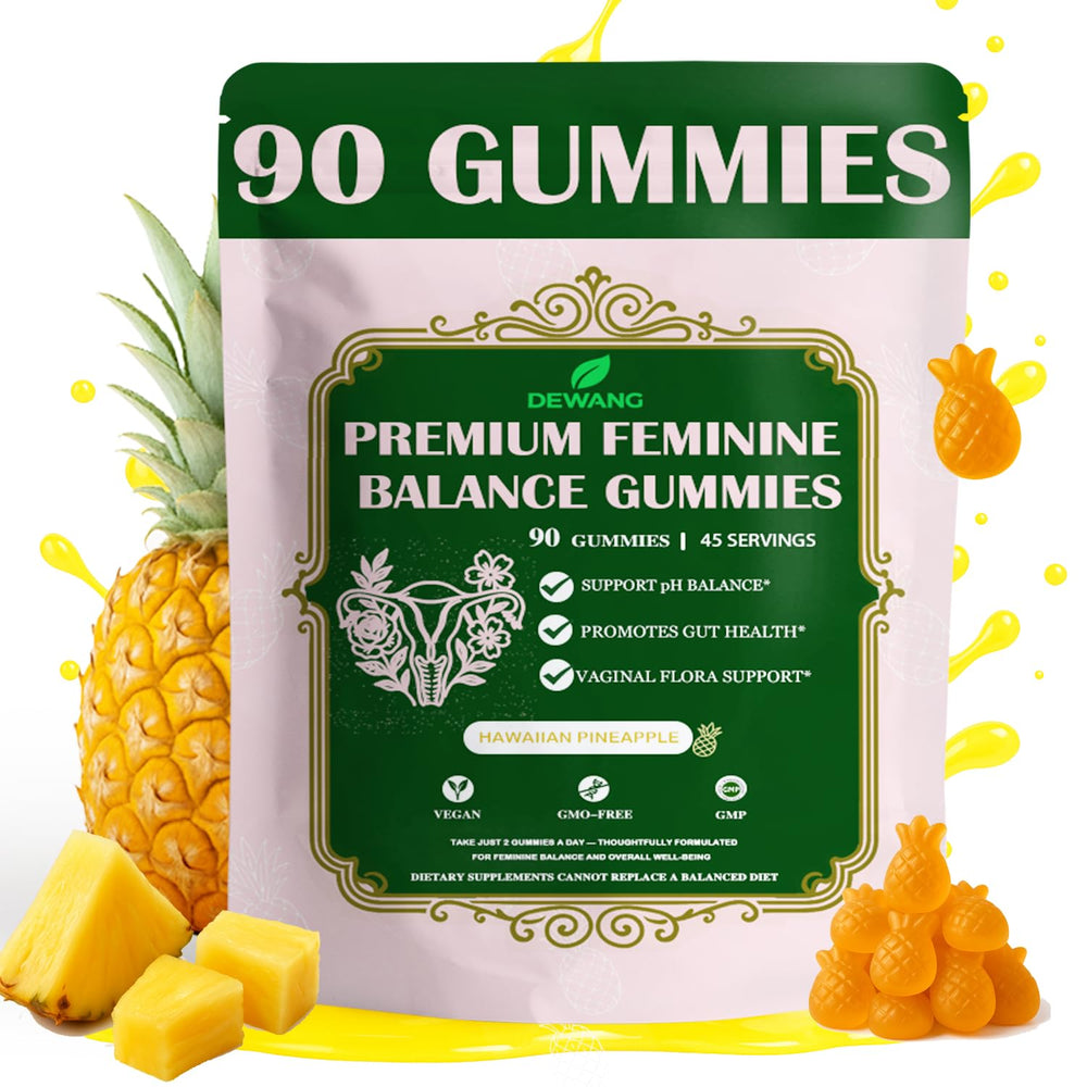 DEWANG Balance Gummies pineapple bottle—tropical flavor for daily wellness.