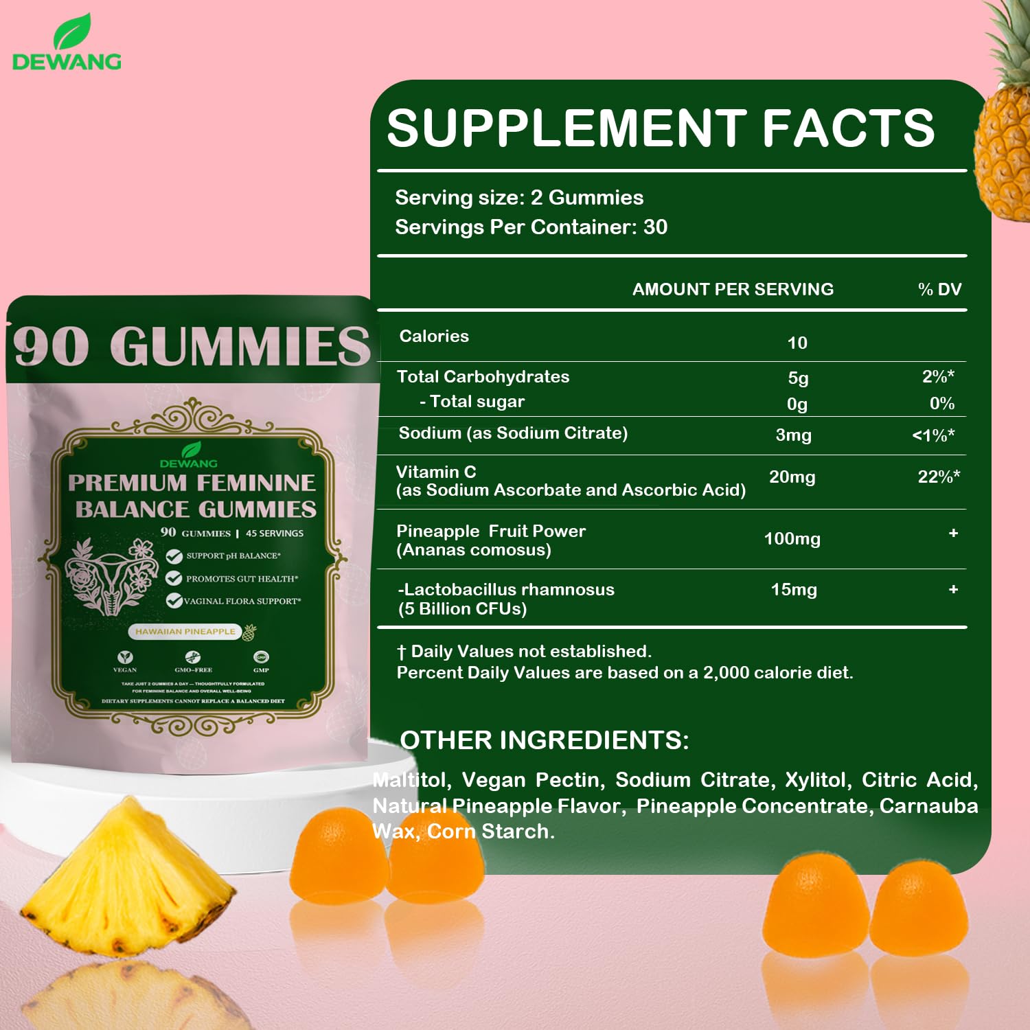 DEWANG pineapple flavor gummies ready for everyday snacking.