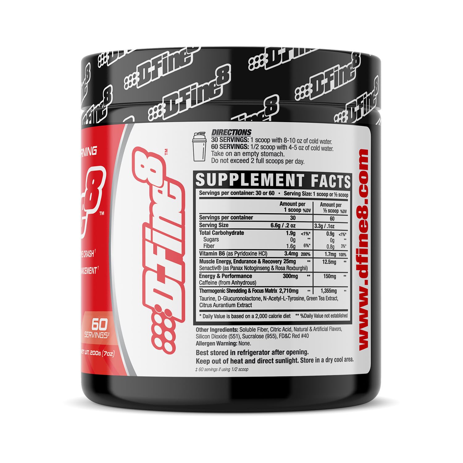 D-Fine8 bottle with Watermelon Splash on gym bench highlights energy and focus.