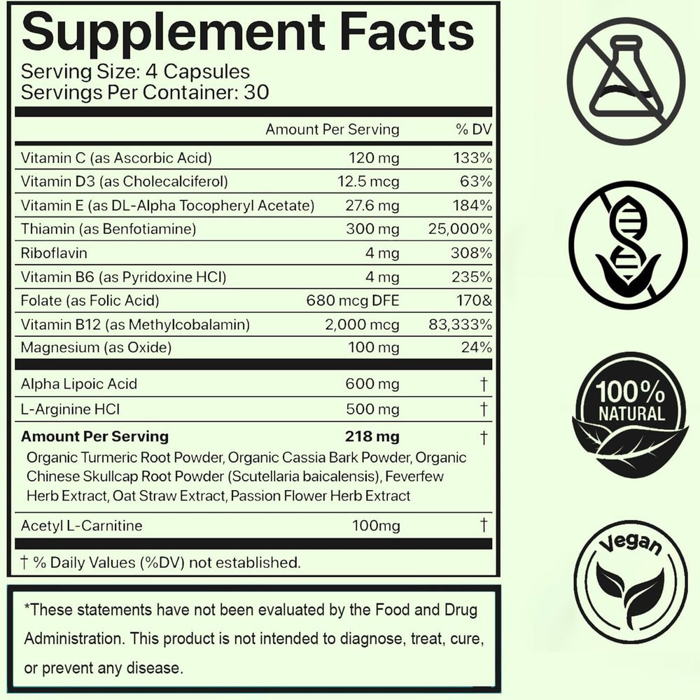 DFTLUUE Neuro-Support alpha-lipoic-acid bottle close-up emphasizing potency.