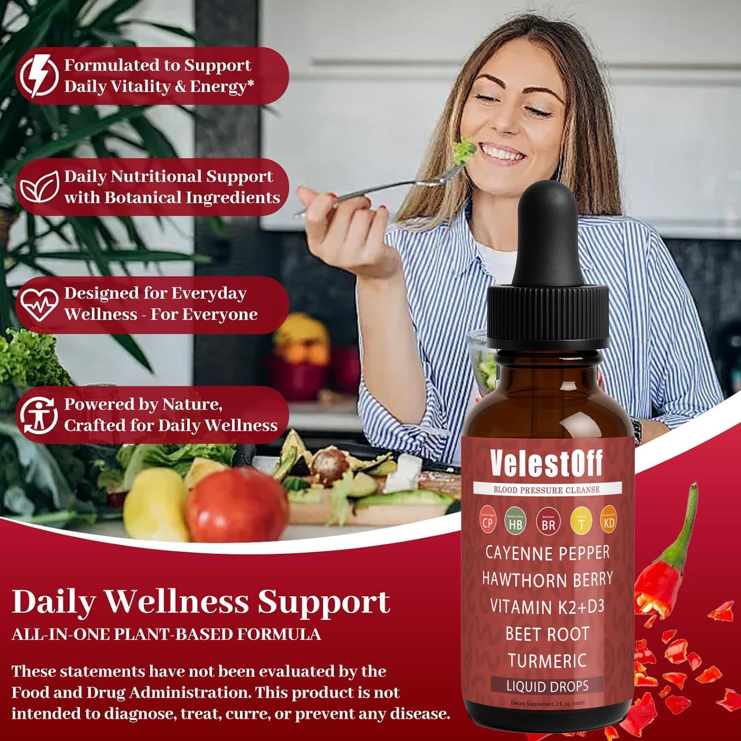 DFTLUUE Velestoff Cayenne product scene showing clean plant-based formulation.