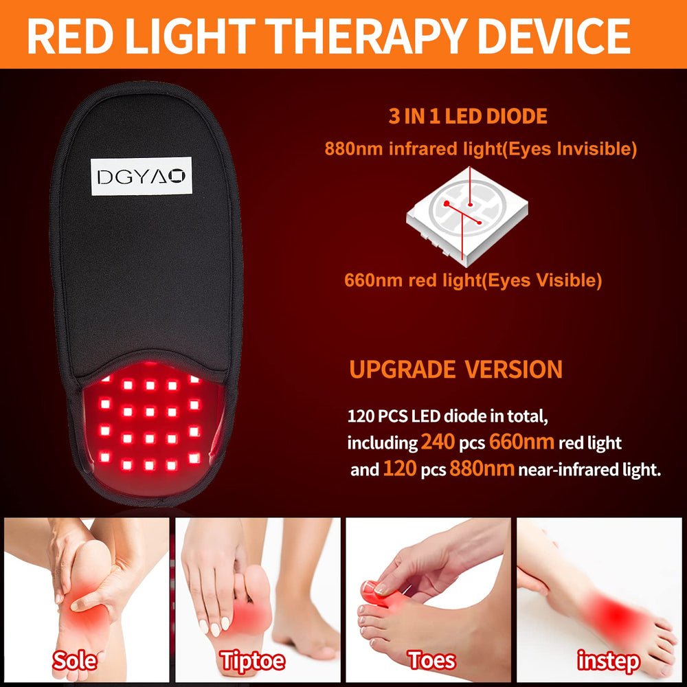 DGQY PS-HJ1 side view of red infrared foot slipper supports whole foot