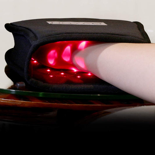 DGXINJUN red light hand pad top view with illuminated LEDs for comfort
