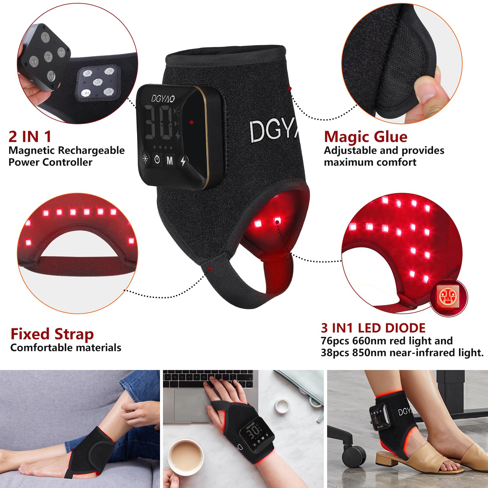 DGYAO adjustable strap closeup for secure fit