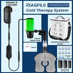 Diagfile cold therapy machine insulated bucket maintains cold supply.