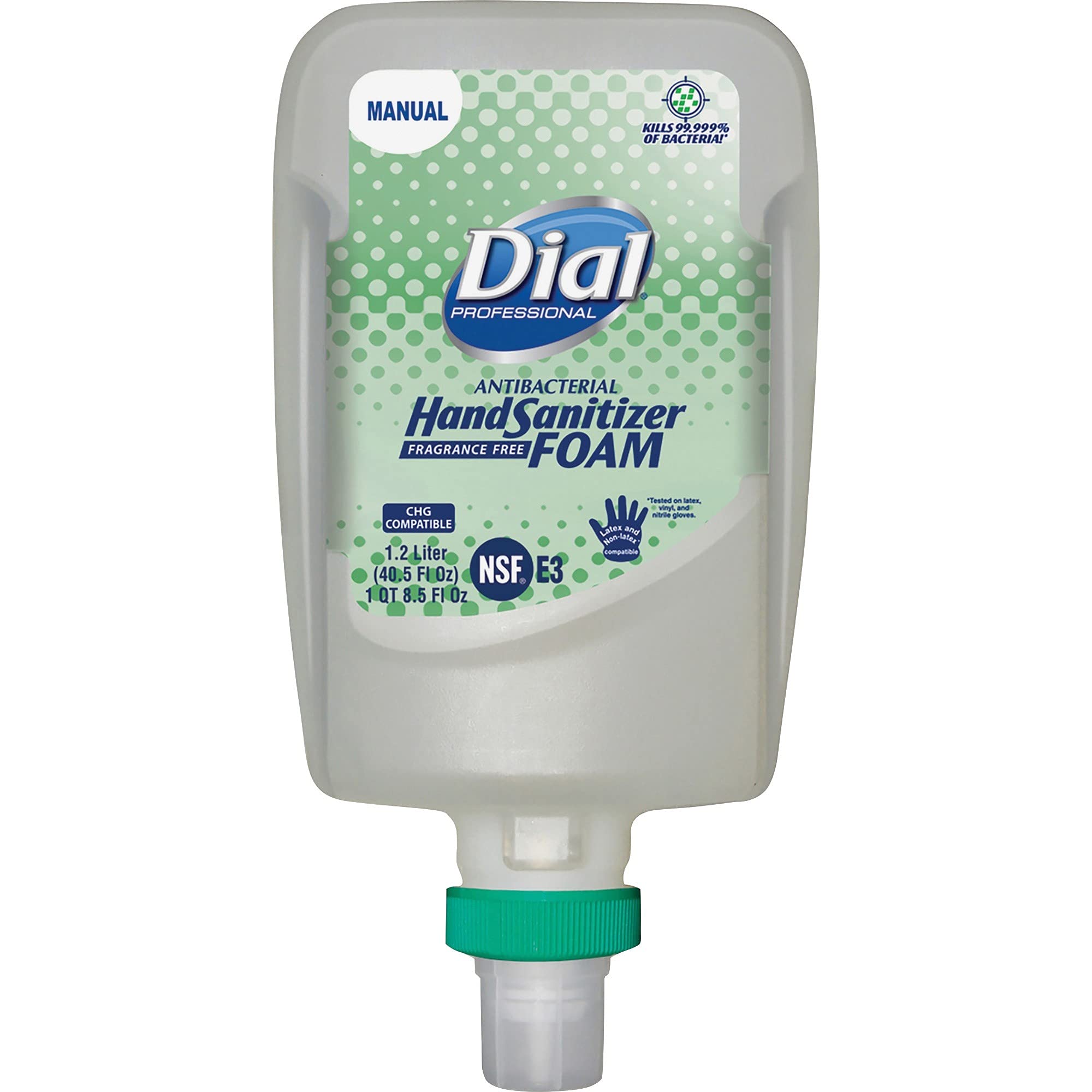 Dial FIT manual dispenser with foam refill delivers quick, no-water sanitization.