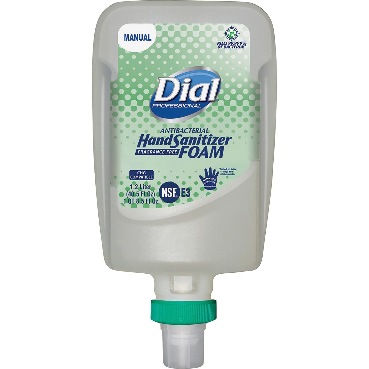 Dial FIT manual dispenser with foam refill delivers quick, no-water sanitization.