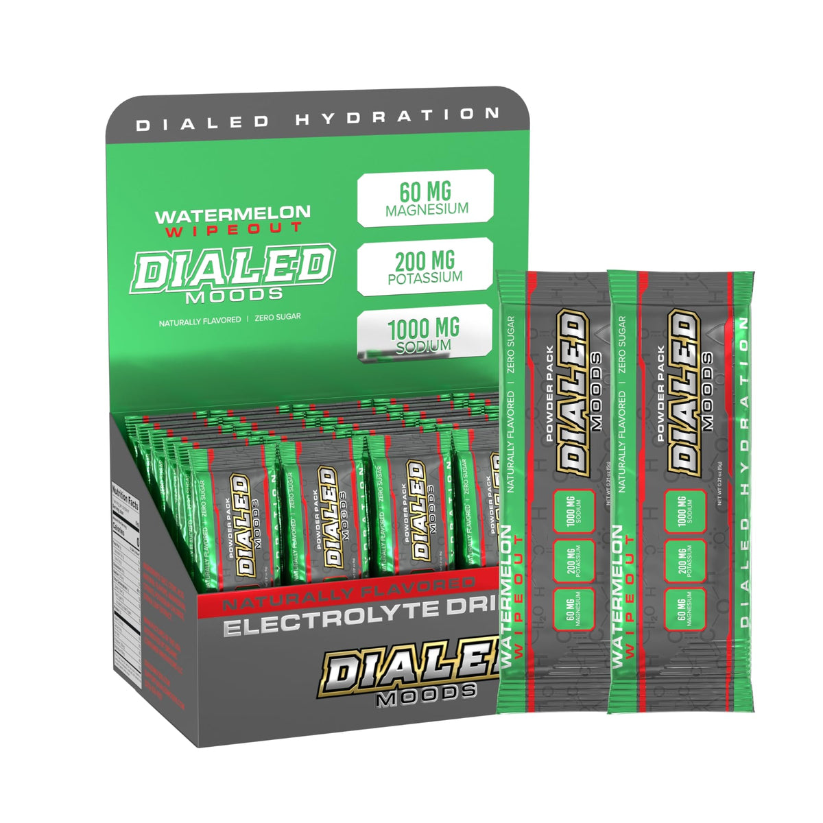 Dialed Moods Watermelon Wipeout packet ready for on-the-go hydration