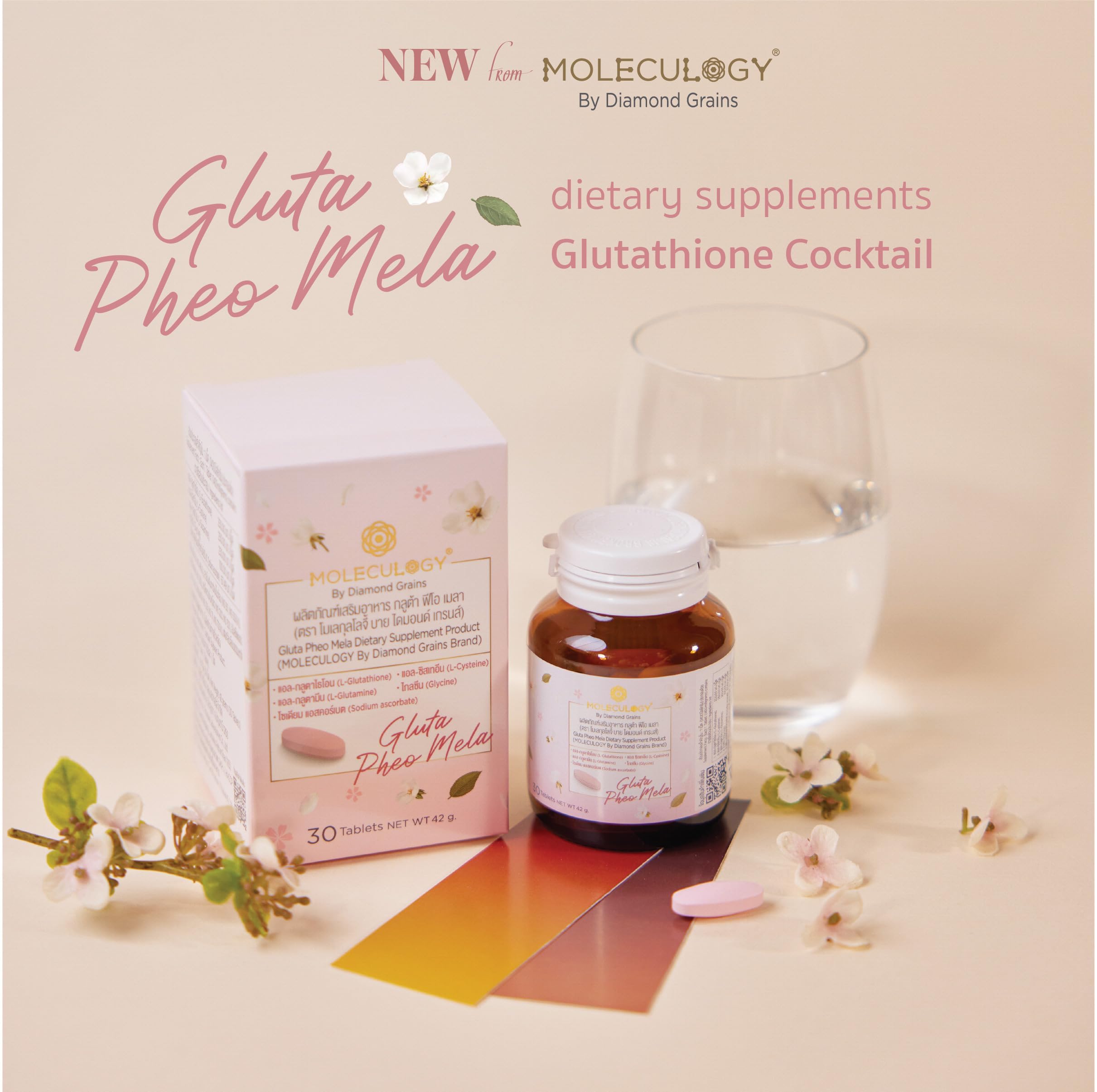 Diamond Grains Moleculogy Gluta Pheo Mela open bottle invites easy routine.