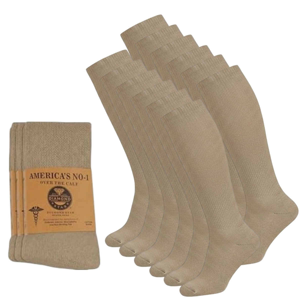 Diamond Star diabetic knee-high sock over-the-calf coverage for comfortable wear