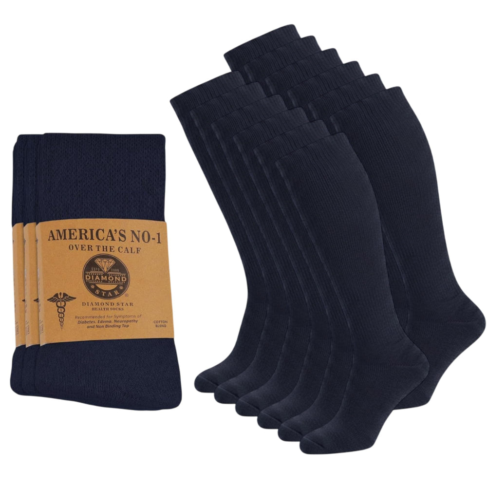 Diamond Star over-the-calf diabetic sock with non-binding top for daily wear