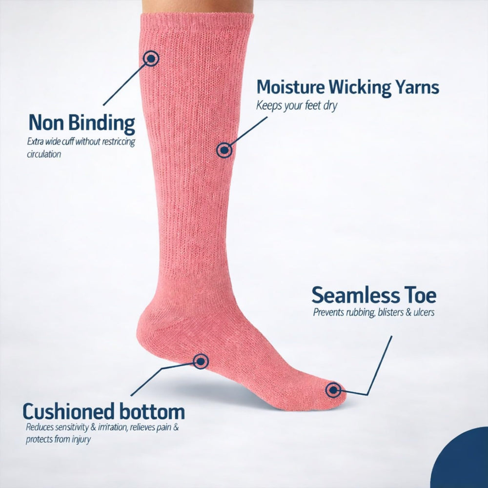 Diamond Star diabetic socks cushioned heel add comfort for walking and standing.