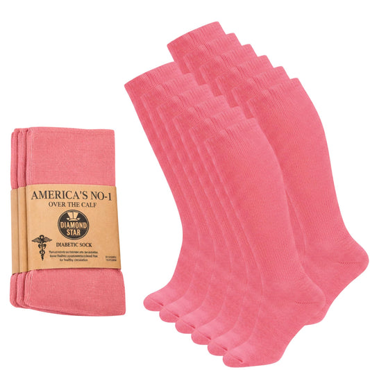 Diamond Star diabetic socks over-the-calf provide full leg coverage and day-long comfort.