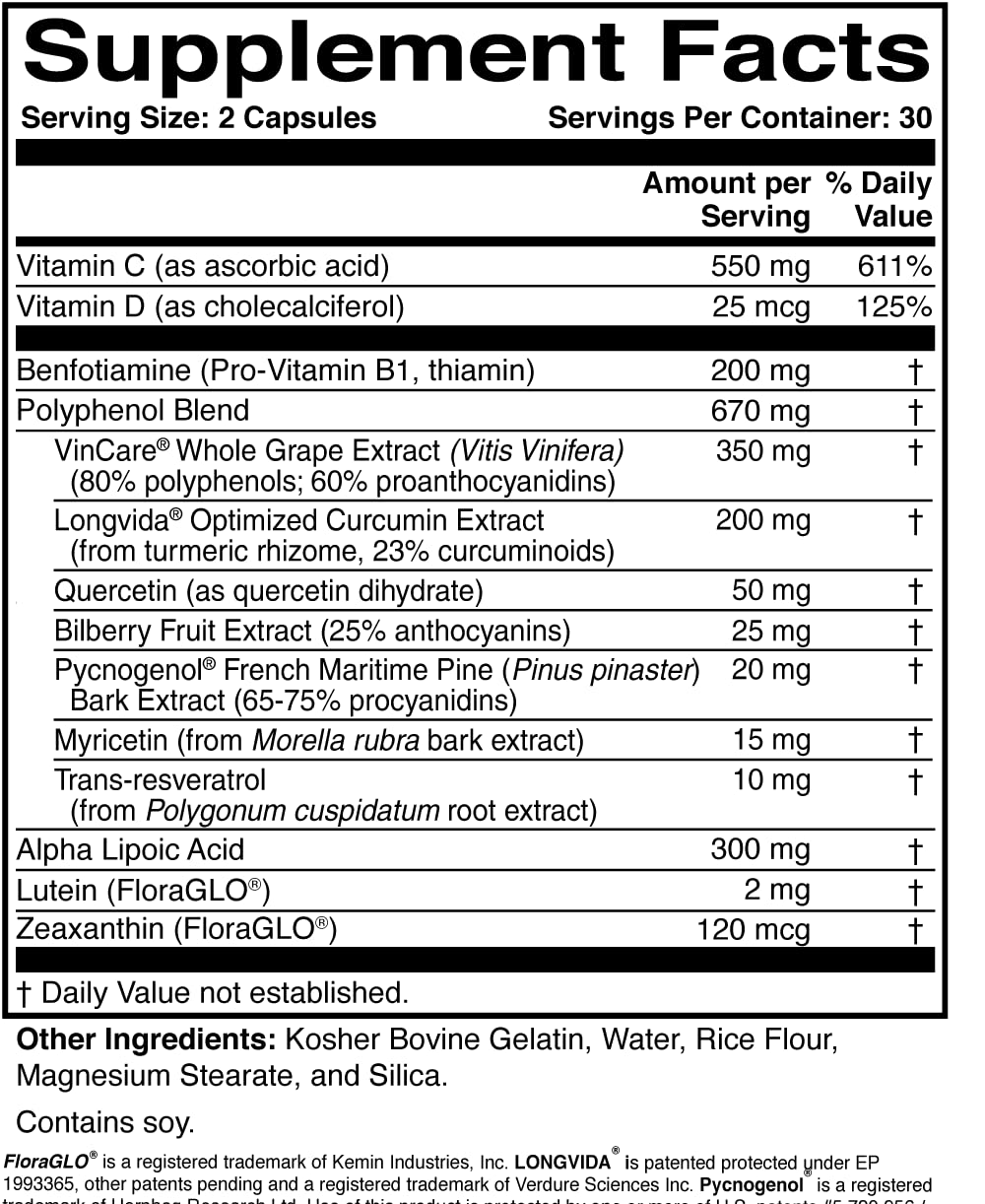 DiaVis triple antioxidant graphic showcases grape extract, curcumin, and resveratrol