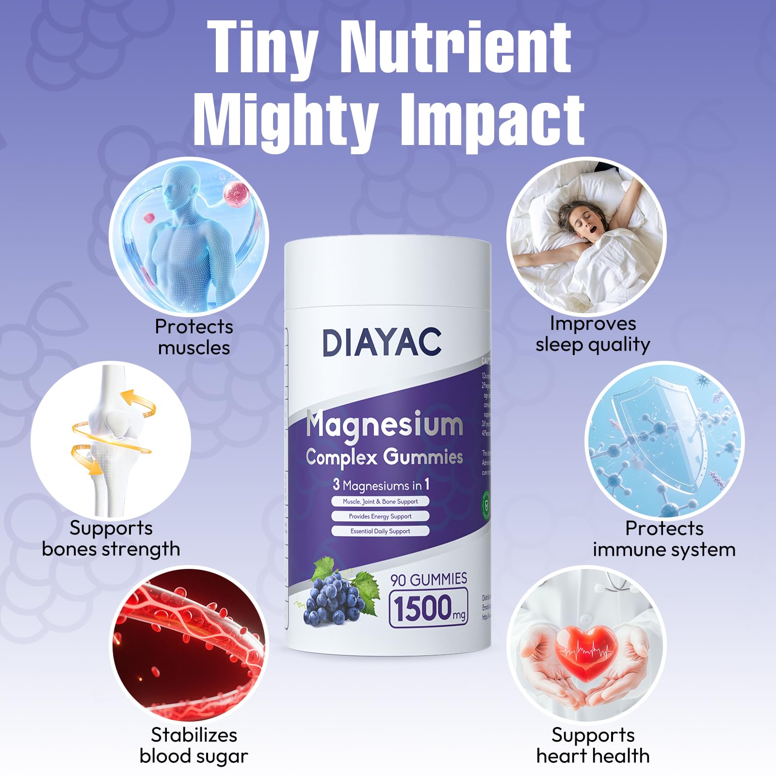 The DIAYAC Magnesium Complex Gummies on desk illustrate a convenient daily routine.