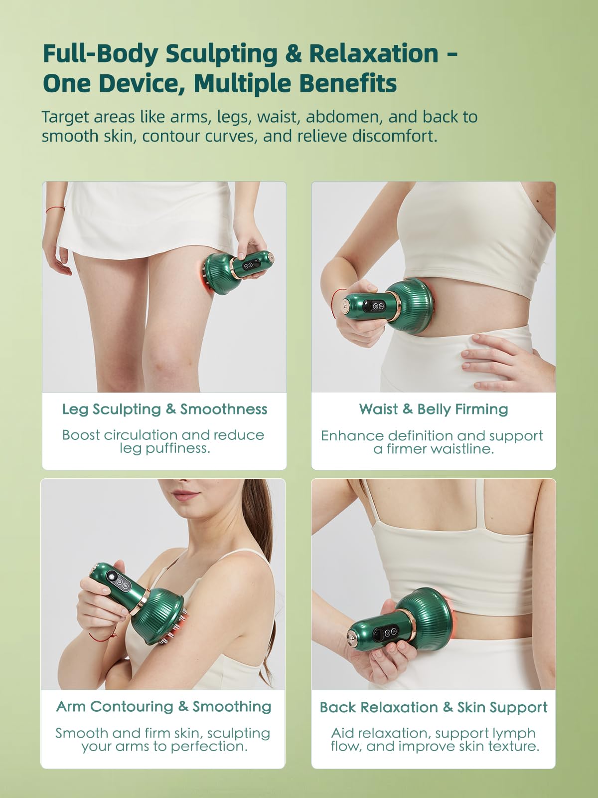 DiDEER full-body massage device used on legs, arms, and belly contouring.