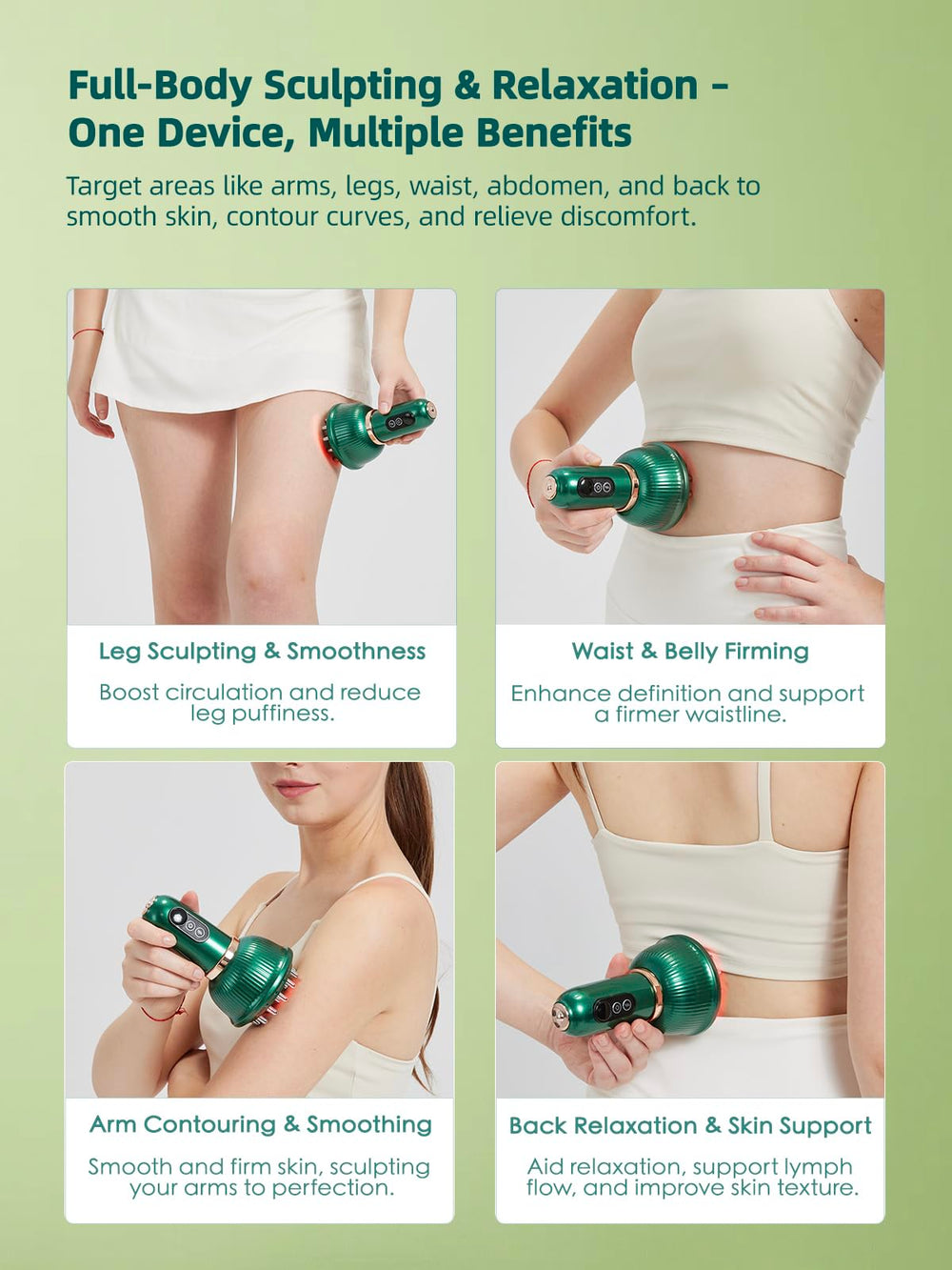DiDEER full-body massage device used on legs, arms, and belly contouring.