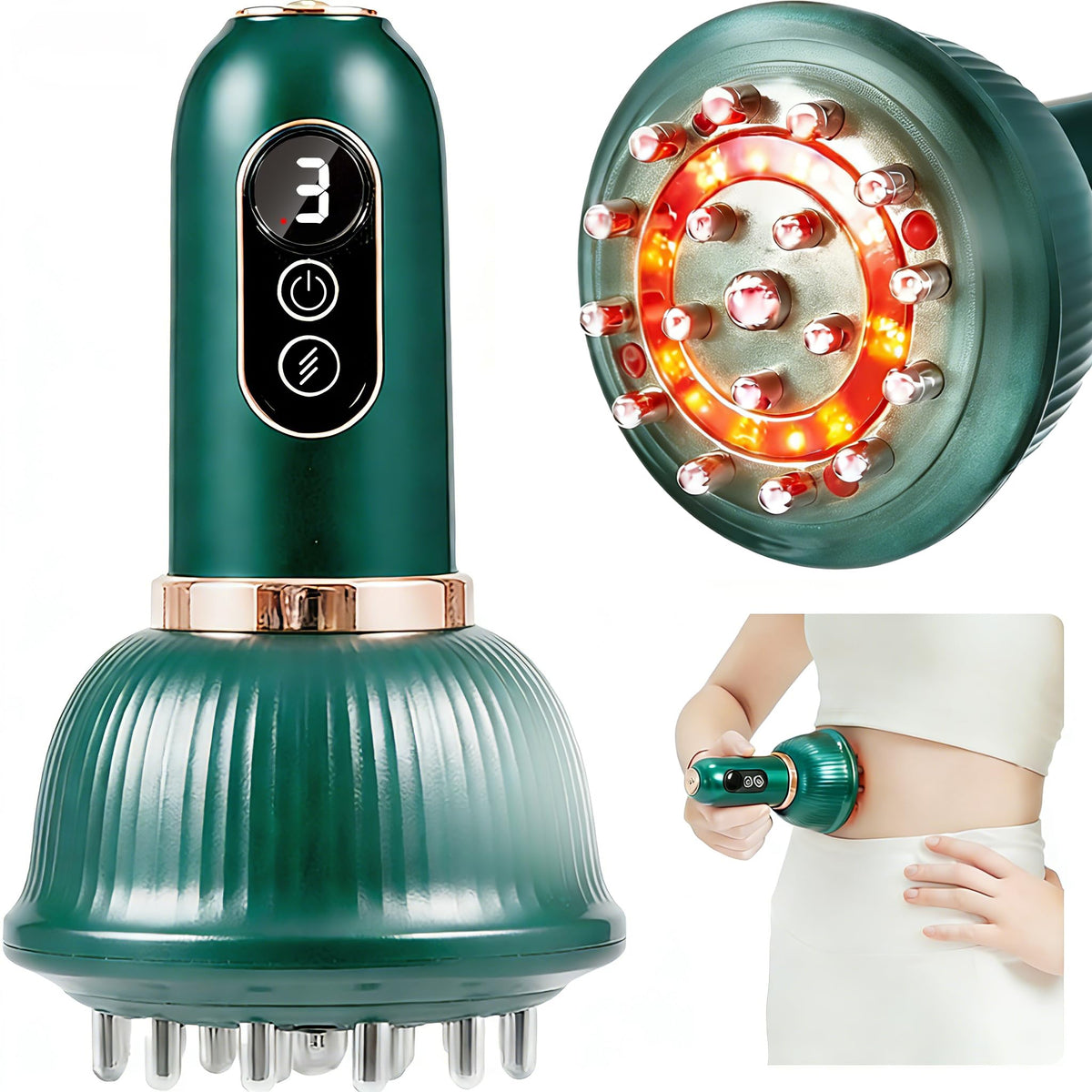 DiDEER lymphatic drainage massager on legs for reduced swelling and smoother skin.