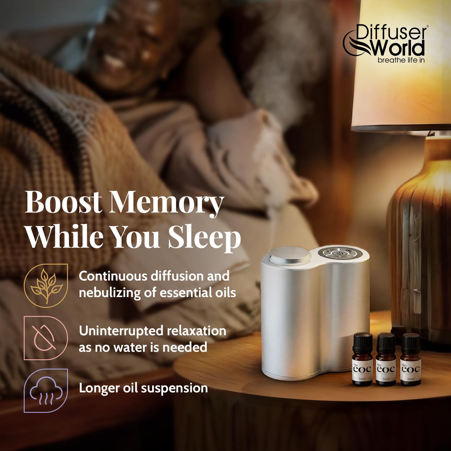 DIFFUSER WORLD lemon oil bottle for bright diffusion and uplifting scent.