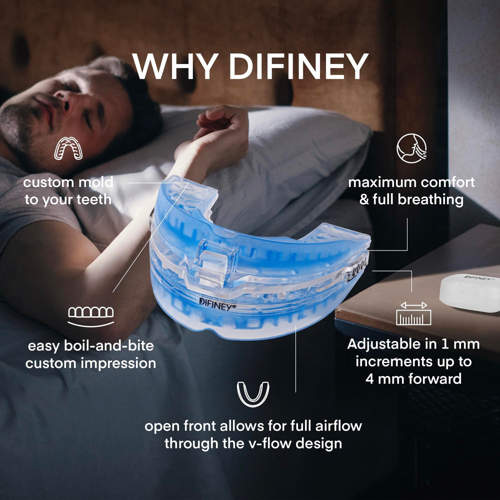 Difiney Anti Snoring Device soft medical-grade material ensuring skin-friendly nightly wear.
