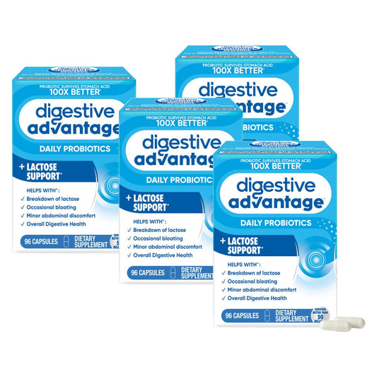 Digestive Advantage daily probiotic bottle promotes gut balance.