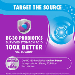 Digestive Advantage daily probiotic gummies two-bottle set on wooden table.