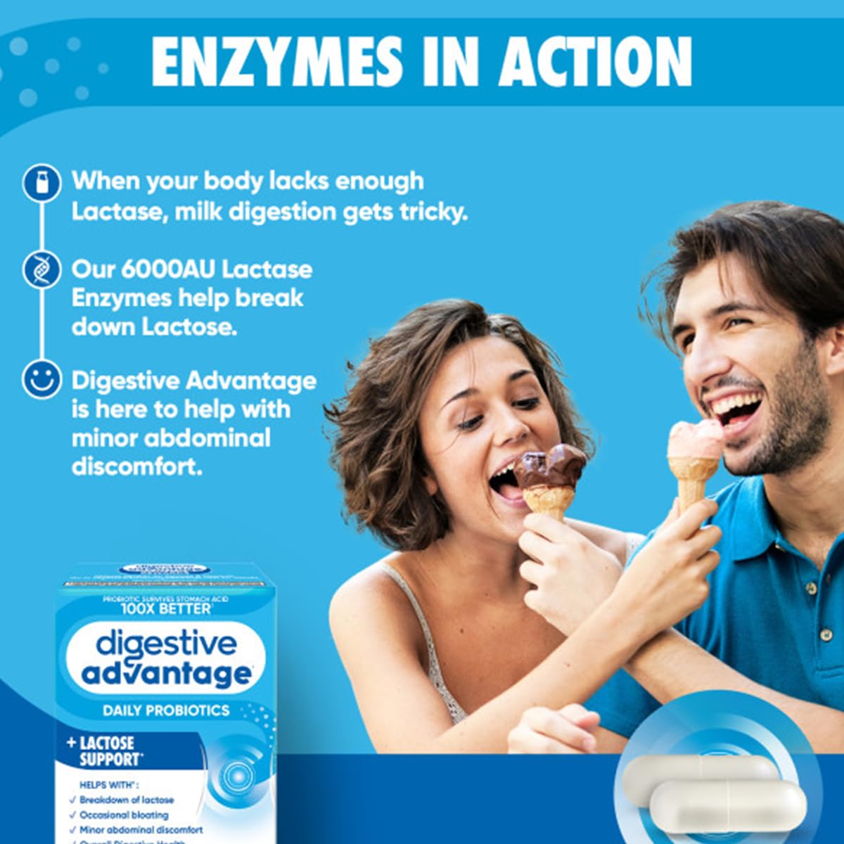 Digestive Advantage branding highlighting overall digestive balance.