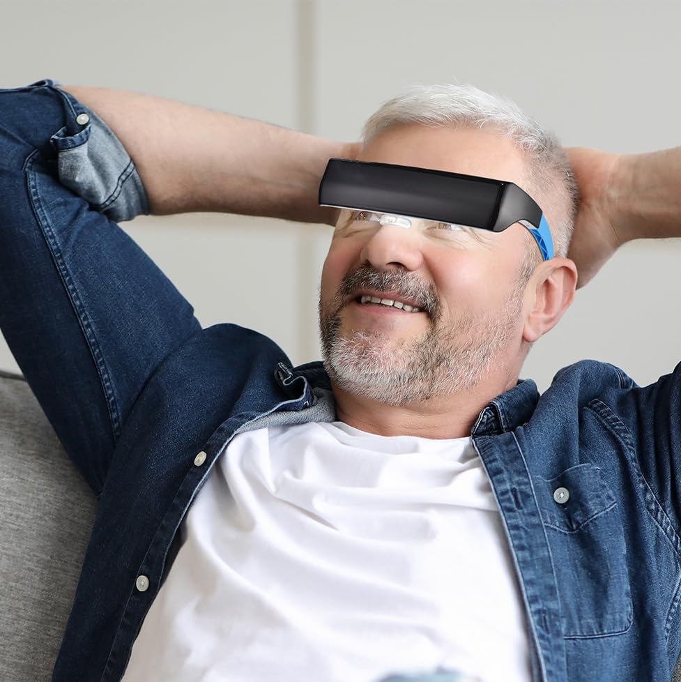 DIGIPACE wearable gamma wellness device with adjustable brightness for comfort.
