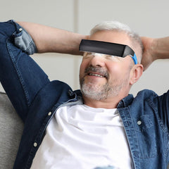 DIGIPACE wearable gamma wellness device with adjustable brightness for comfort.