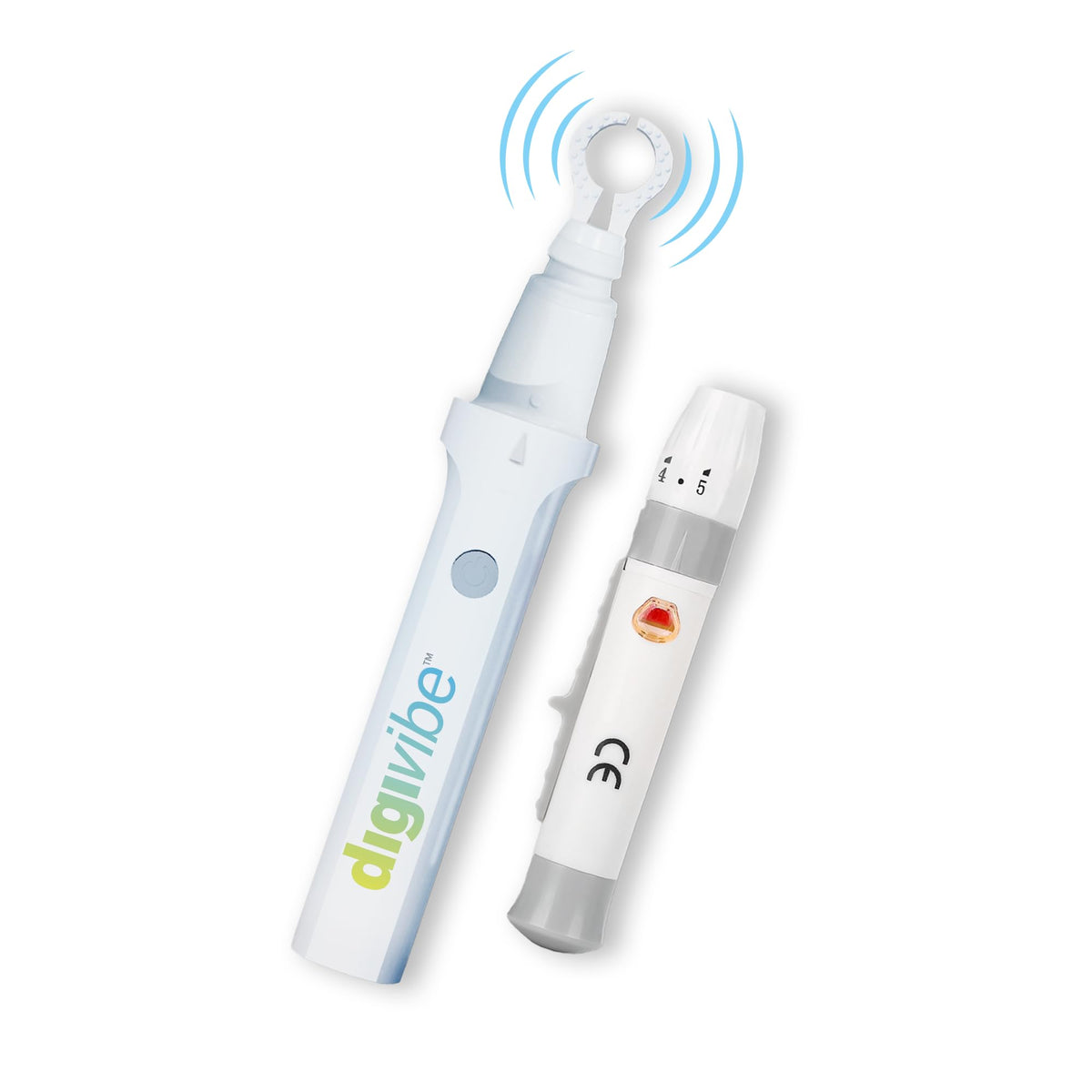 Digivibe cordless pain relief device with sonic tip for smoother injections.
