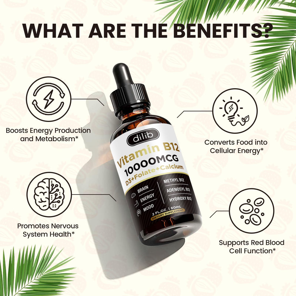 Dilib B12 supplement label close-up conveys premium bioactive blend