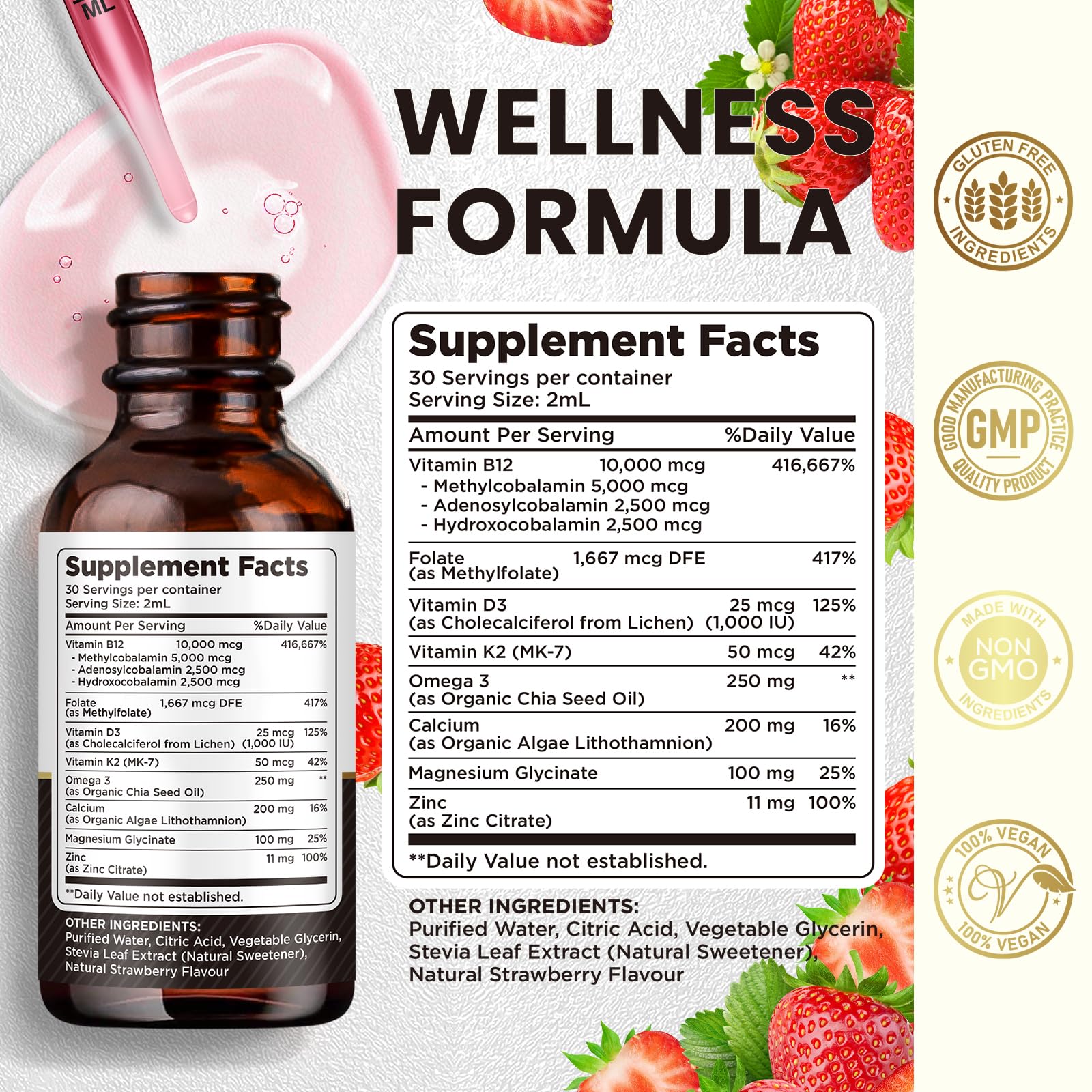Dilib B12 liquid drops strawberry flavor ideal for quick energy support