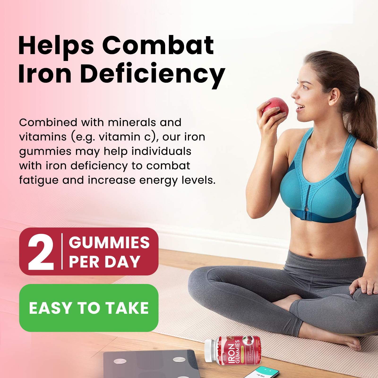 Dilib Iron Gummies on the kitchen counter for simple routine.