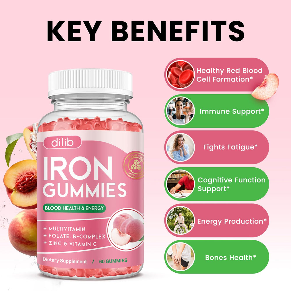Dilib Iron Gummies serving spoon image demonstrates easy daily intake.