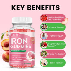 Dilib Iron Gummies serving spoon image demonstrates easy daily intake.