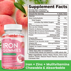 Dilib Iron Gummies vegan-friendly ingredients indicate gluten-free and dairy-free formulation.
