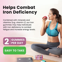 Dilib Iron Gummies vegan-friendly label indicating non-GMO and allergen-free ingredients.