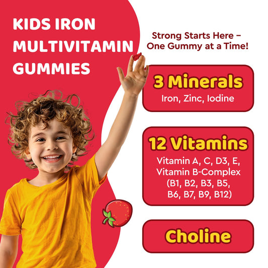 dilib Kids Strawberry Gummies – tasty iron supplement that supports energy.