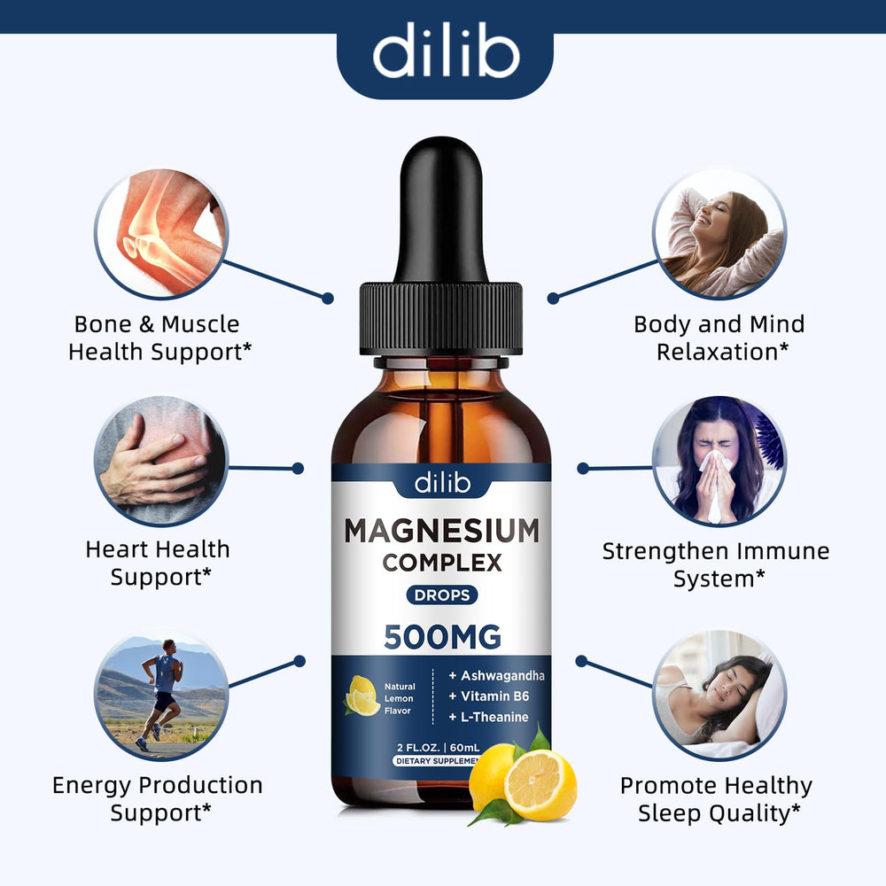 Dilib drops label shows glycinate, citrate, malate forms.