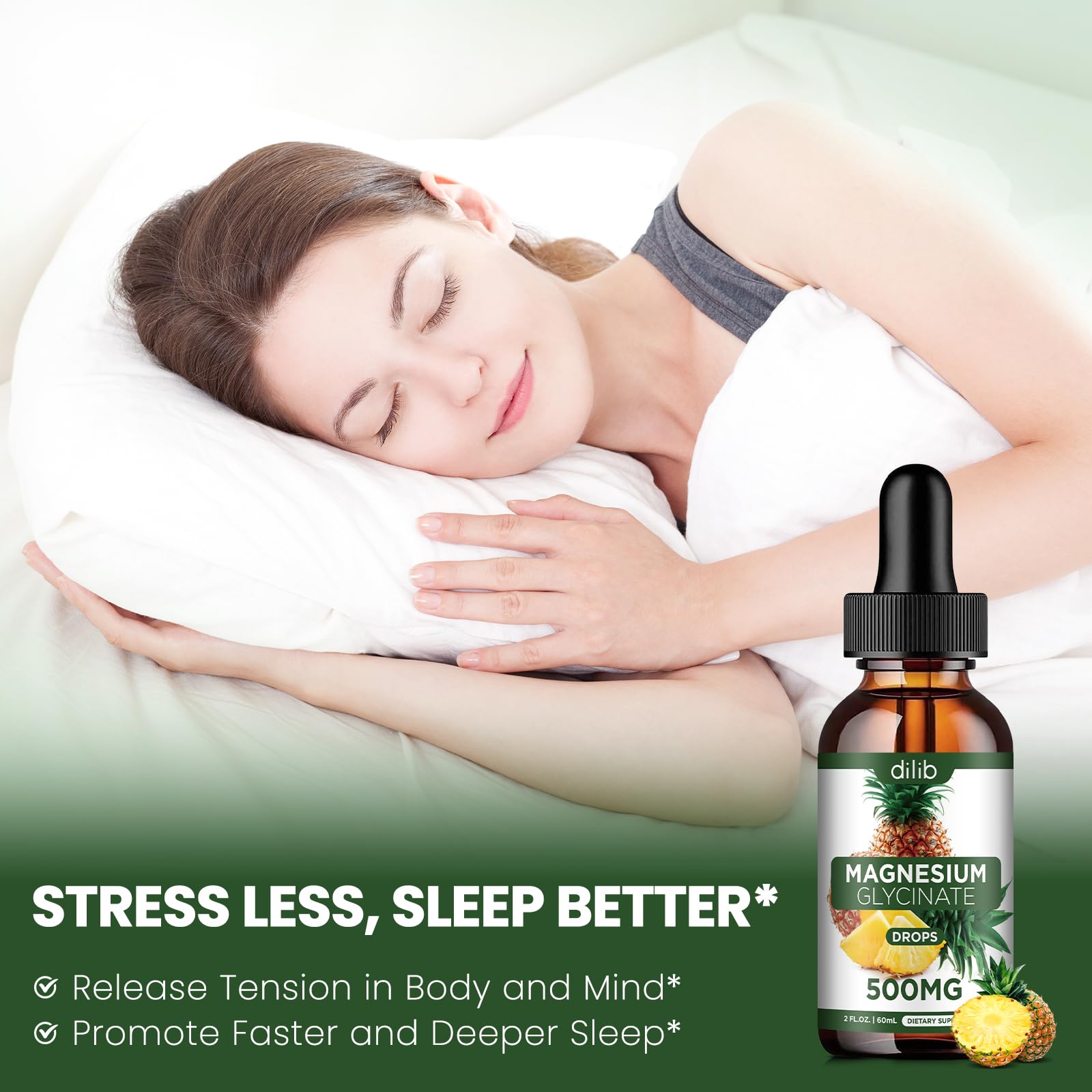 Pineapple flavored liquid magnesium appears clear and inviting.