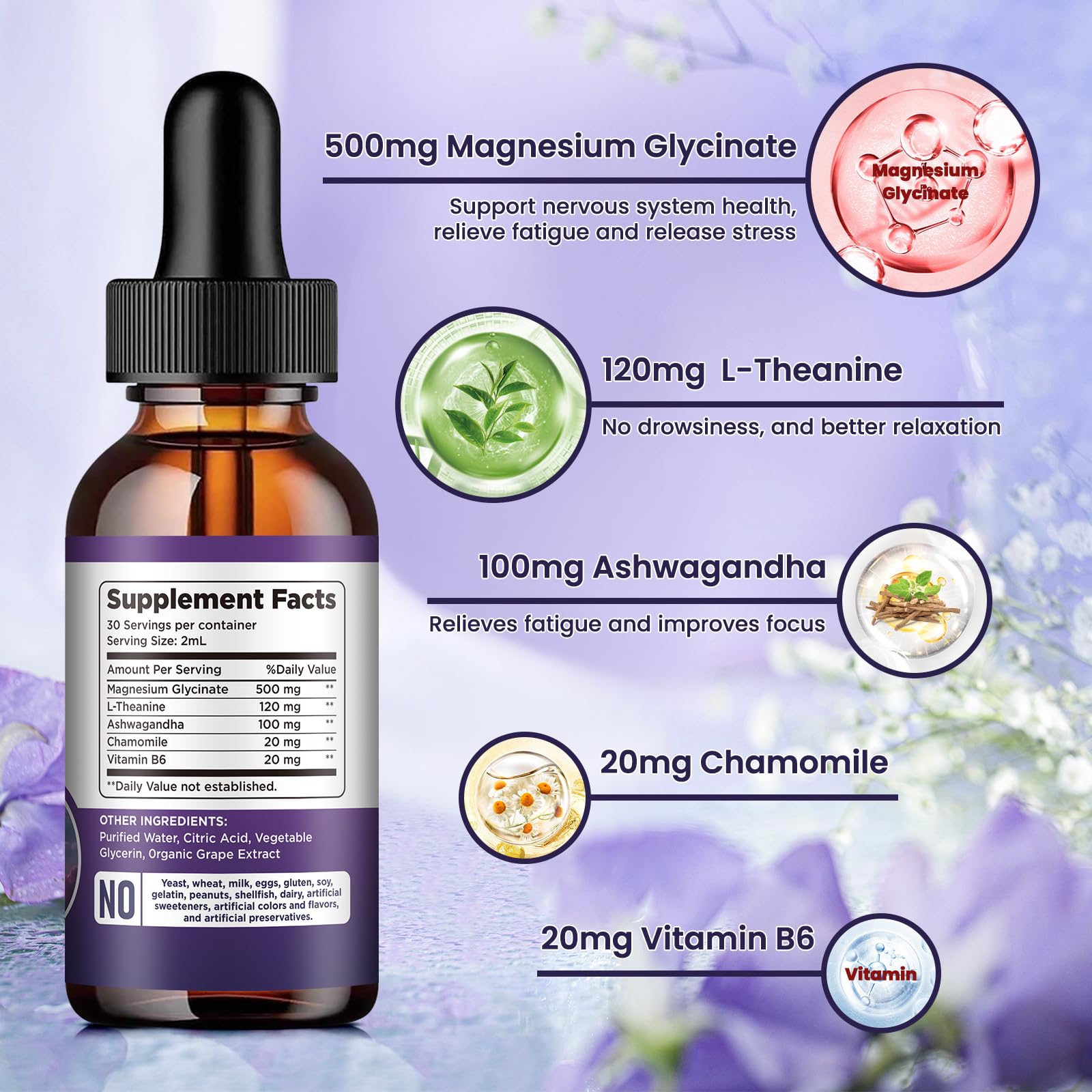 Dilib magnesium glycinate liquid drops grape flavor emphasizes pleasant taste during routines.