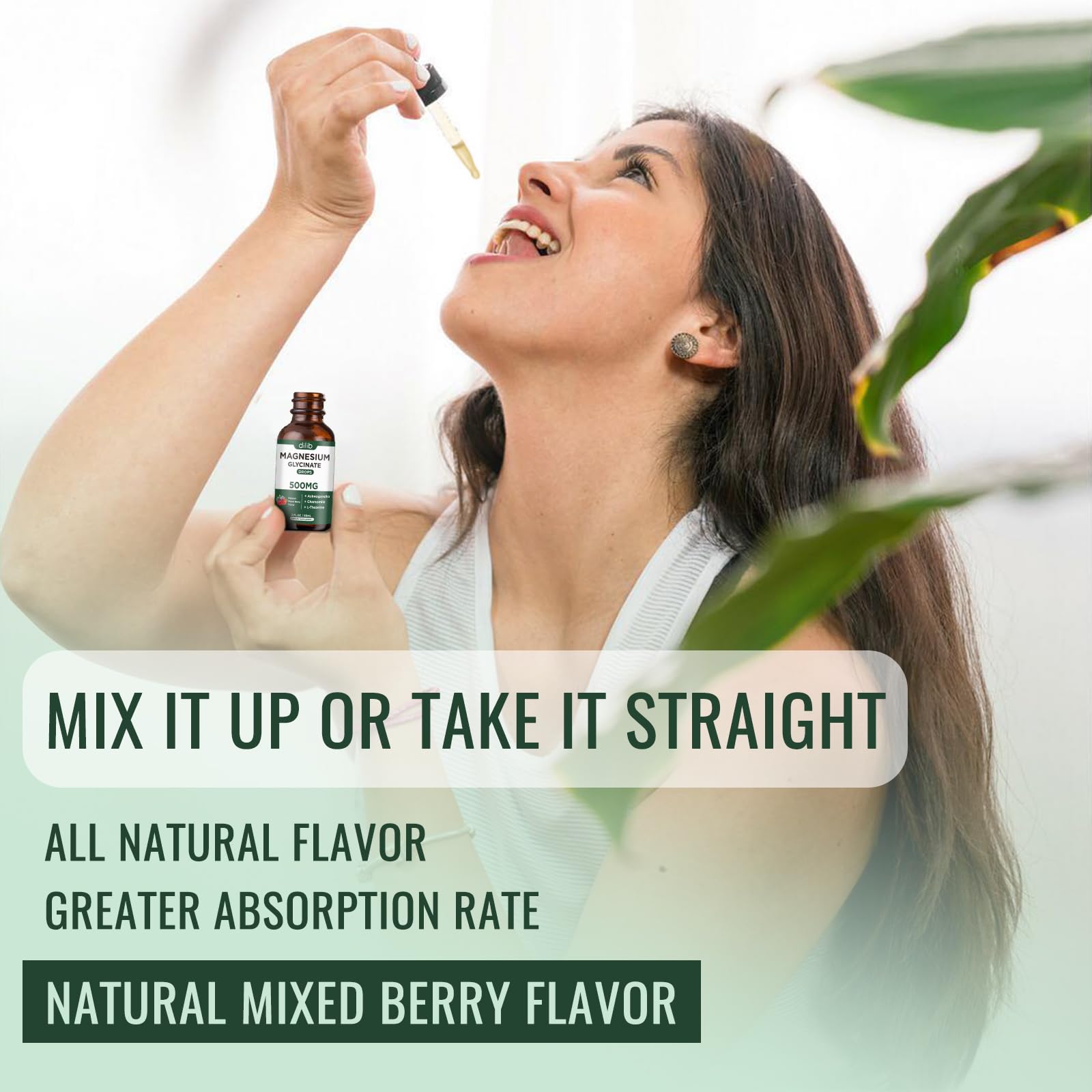Dilib Magnesium Glycinate Liquid Drops travel-friendly bottle for on-the-go.
