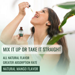 Dilib mango-flavored liquid drops ideal for daily magnesium supplementation.